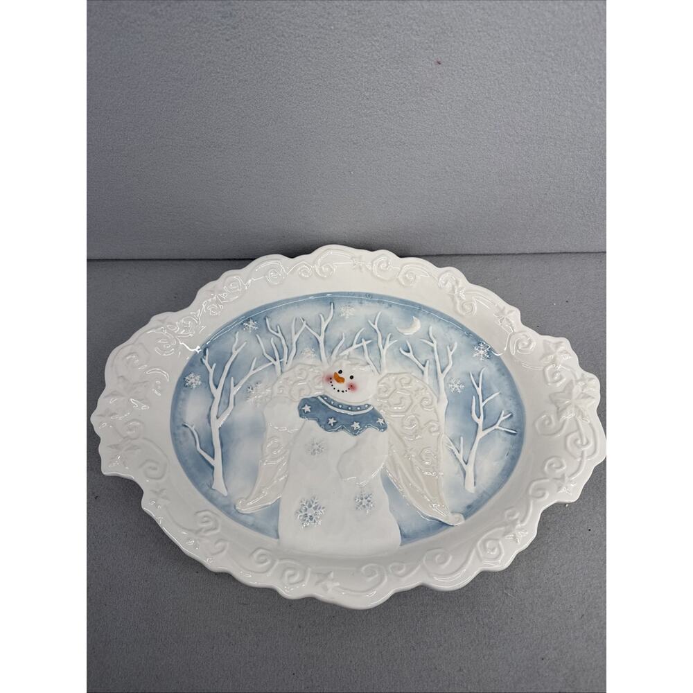Bella Casa Ganz Snowman Angel Serving Platter Christmas Winter Holiday Dish